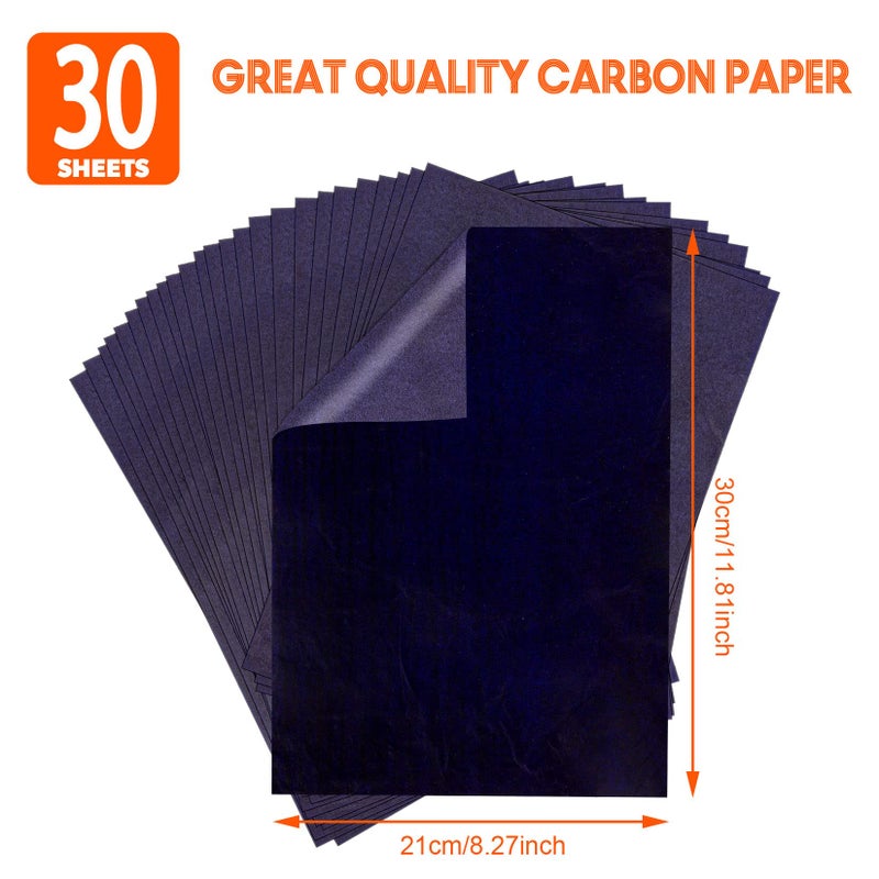 psler ورق كربون أزرق لتتبع ورق نقل الجرافيت - 30 قطعة من ورق الجرافيت PSLER لتتبع أنماط الرسم على المشاريع الخشبية، قماش قماشي، رسم حروف رسم رسم A4 مقاس 8.5 × 11 بوصة - Image 2